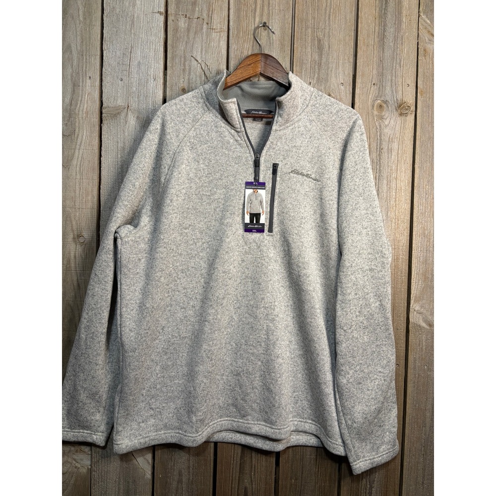 Eddie Bauer Mens Griffin Grey Heather Quarter Zip Fleece Pullover XXL EMQ0087S